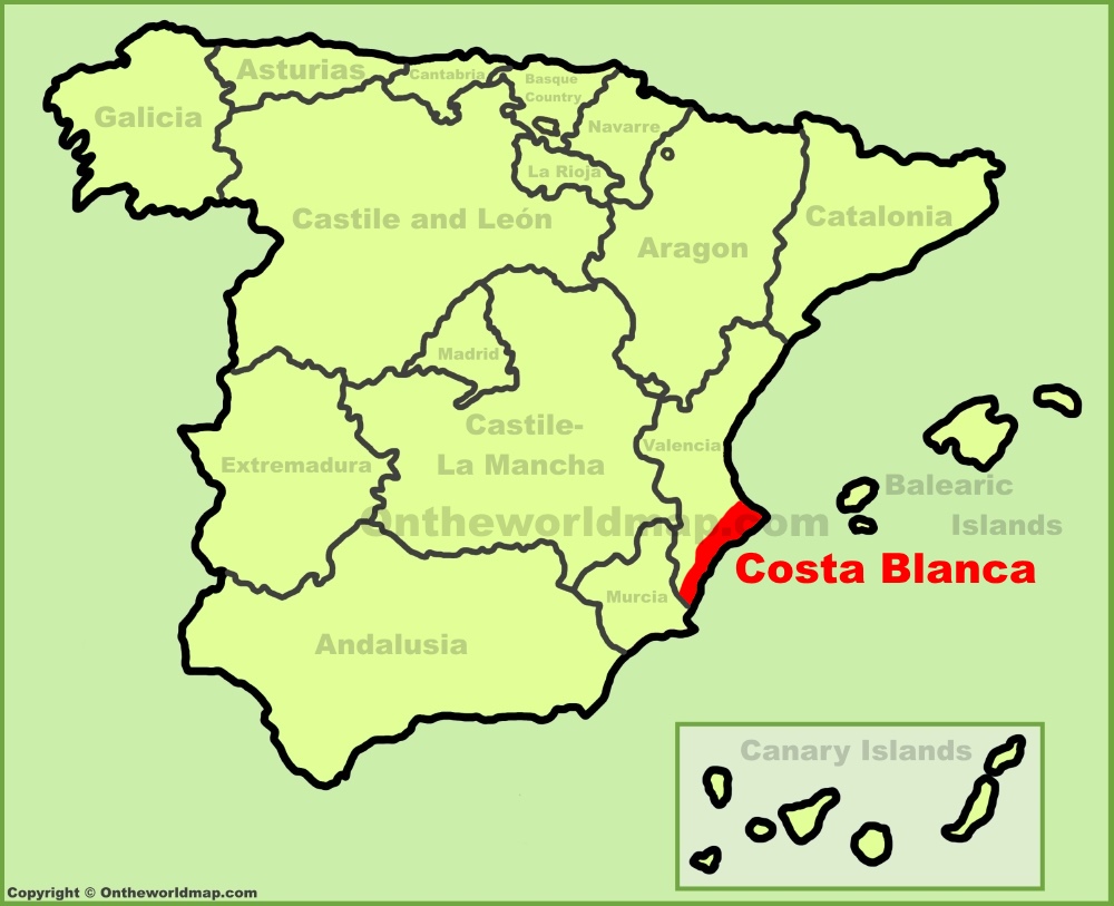 Mapa Costa Blanca Hiszpania