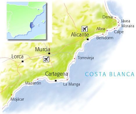 Mapa Costa Blanca Hiszpania